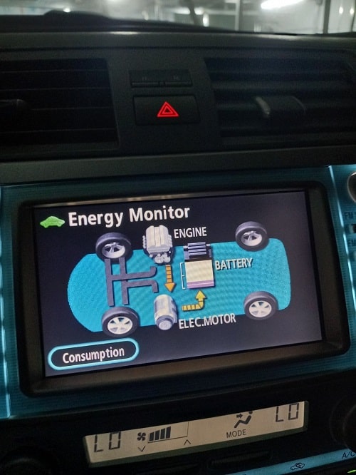 Màn hình hiển thị vận hành pin Hybrid của xe 